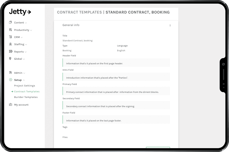 Use Jetty to create agreements with one click for printing or electronic signing.