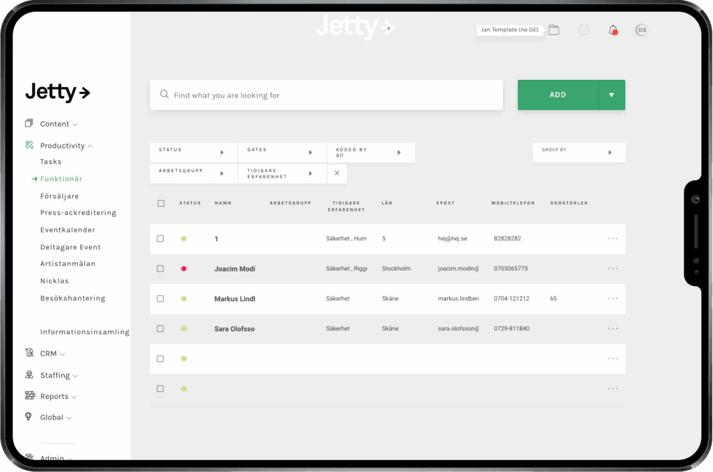 Keep track of the recruitment of staff or volunteers.